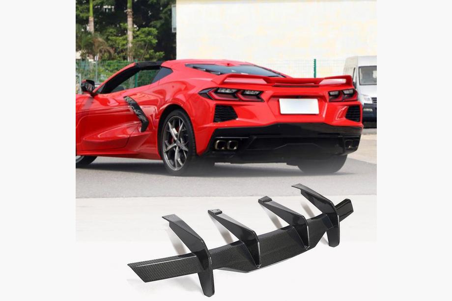 Chevrolet Corvette C8 2019- Rear Bumper Diffuser V2 (2019-2022, Carbon) Image