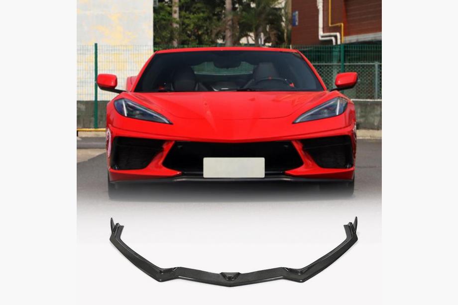 Chevrolet Corvette C8 2019- Front Bumper Lip Spoiler (Carbon) Image
