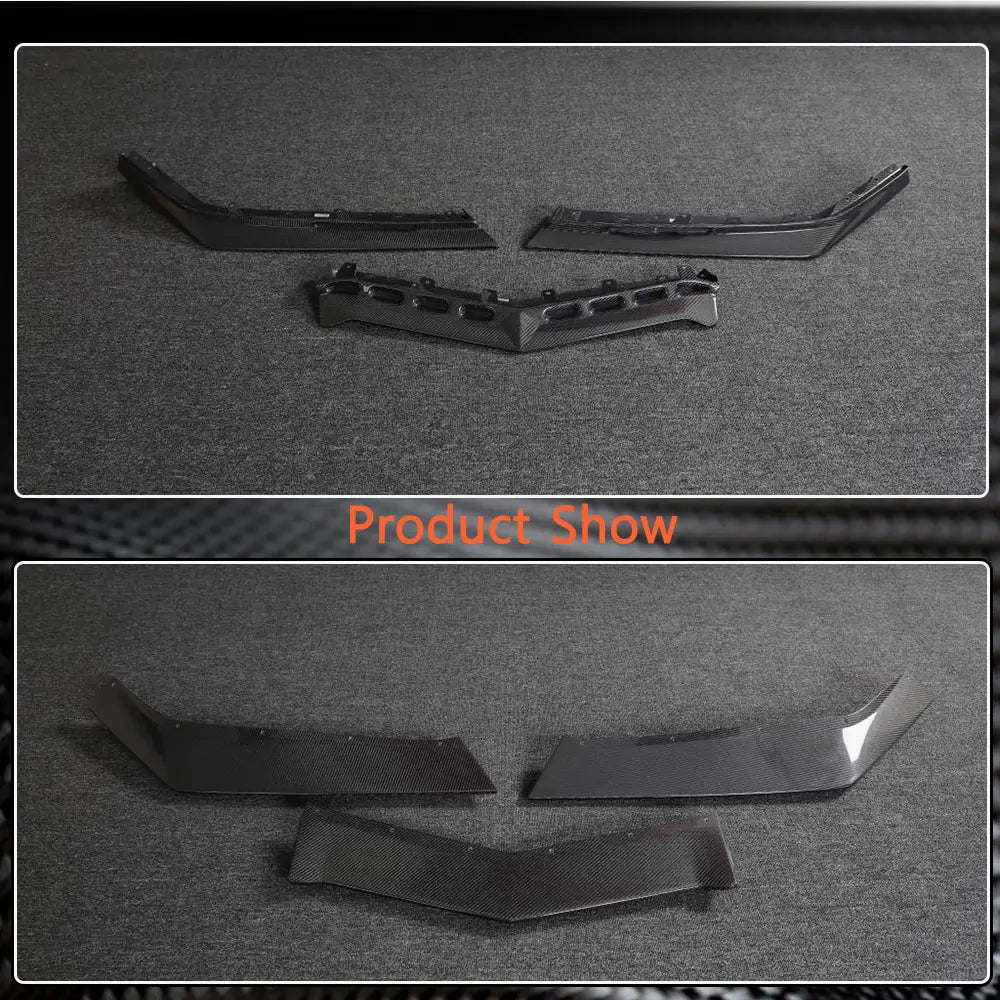 Chevrolet Corvette C8 2019- Front Bumper Lip Spoiler (for Z06, 2020-2024, Carbon) photo 6