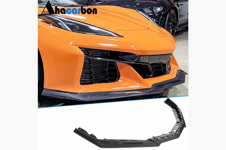Chevrolet Corvette C8 2019- Front Bumper Lip Spoiler (for Z06, 2020-2024, Carbon) Image