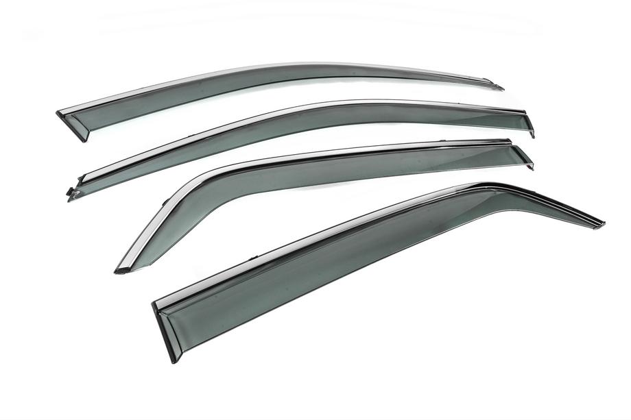 Kia Sportage 2004-2010 Window Deflectors with Chrome Trim Niken Luxury (4 pcs) Photo 6
