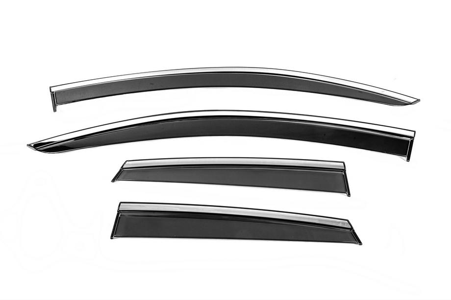 Opel Crossland X 2017-2024 Window Deflectors with Chrome Trim Niken Luxury (4 pcs) Image