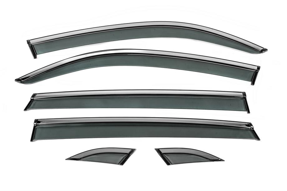 Volkswagen Atlas (Terramont) 2016- Niken Luxury Window Deflectors with Chrome Trim (for Terramont X, 6 pcs) Image