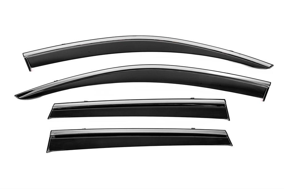 Volkswagen Touareg 2010-2018 Window Deflectors with Chrome Trim Niken Luxury (4 pcs) Image
