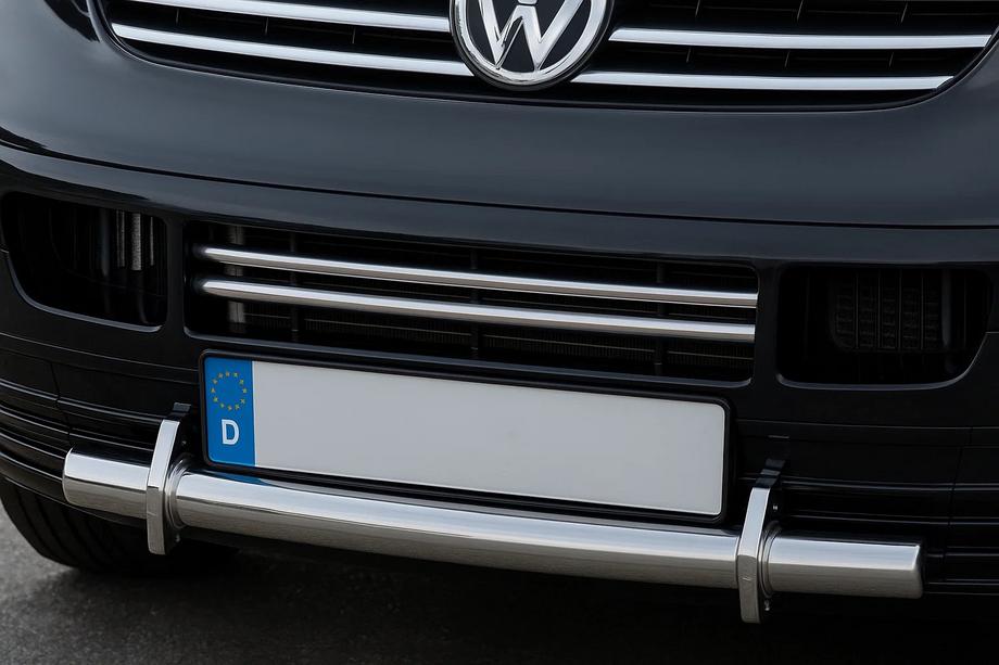 Volkswagen T5 Transporter 2003-2010 Bumper grille trims (2 pcs, stainless steel) Carmos - Turkish Stainless Steel Image