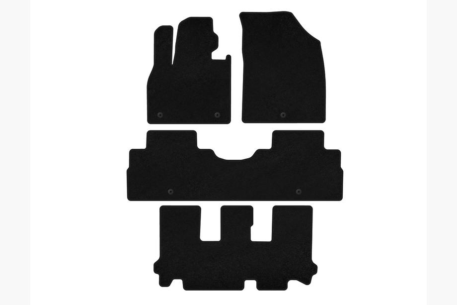 Hyundai Palisade 2018-2025 Deluxe Textile Floor Mats (3 rows, 8-seater, black) Image