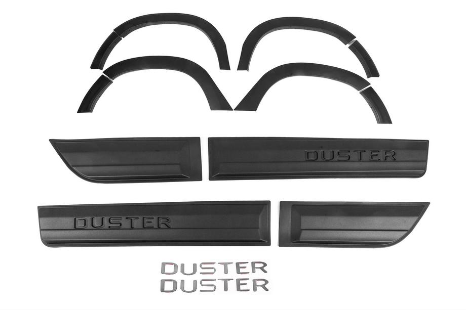 Renault Duster 2018-2024 Fender flares with moldings (12 pcs, black ABS) Image