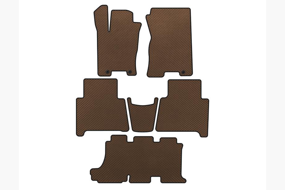 Kia Mohave 2008-2016 EVA Floor Mats (3 Rows, Brown) Image