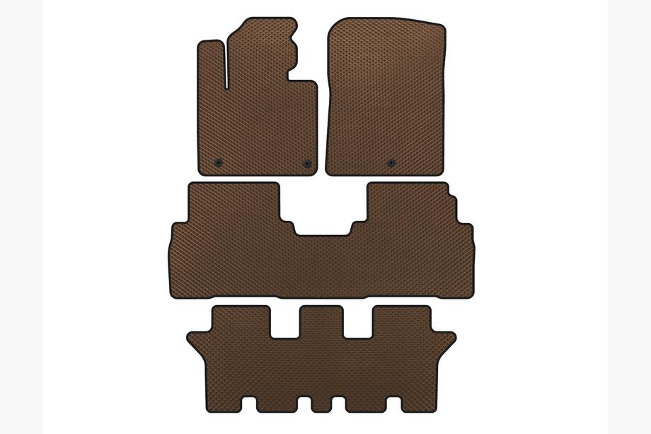 Kia Sorento III UM 2014-2020 EVA Floor Mats (3 Rows, 7-Seater, Brown) Image
