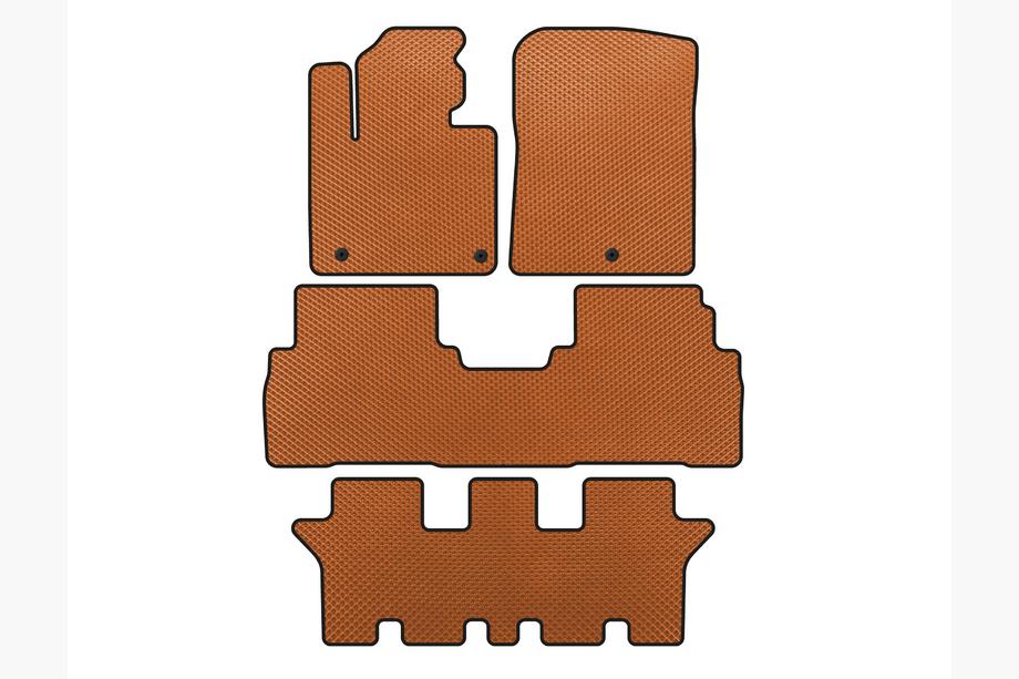 Kia Sorento III UM 2014-2020 EVA Floor Mats (3 Rows, 7-Seater, Orange) Image