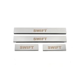 Door Sill Covers (4 pcs, Stainless Steel) Suzuki Swift 2010-2017 photo 2