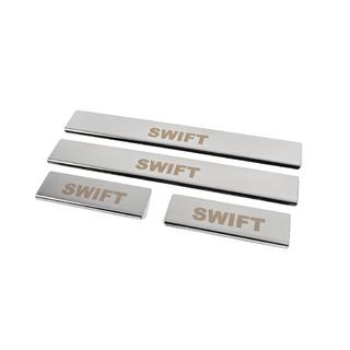 Door Sill Covers (4 pcs, Stainless Steel) Suzuki Swift 2010-2017 photo 1