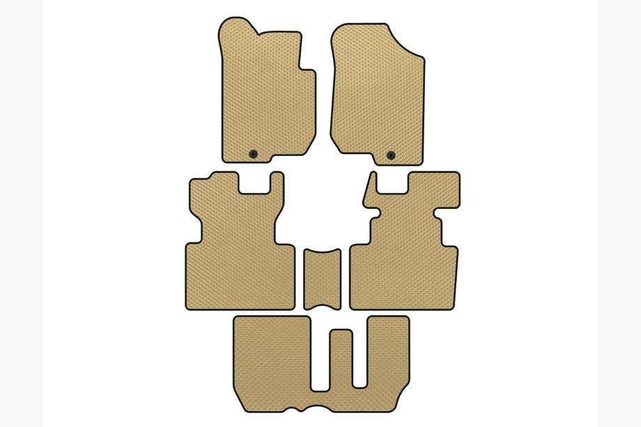 Kia Carens 1999-2012 EVA Floor Mats (2006-2012, 3 Rows, 7-Seater, Beige) Image