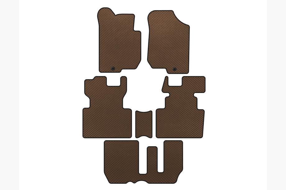Kia Carens 1999-2012 EVA Floor Mats (2006-2012, 3 Rows, 7-Seater, Brown) Image