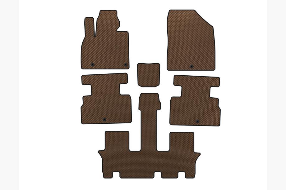 Kia Stonic 2017- EVA Floor Mats (3 Rows, 7-Seater, Brown) Image
