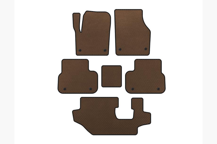 Land Rover Discovery Sport 2014- EVA Floor Mats (2014-2019, 3 Rows, Brown) Image