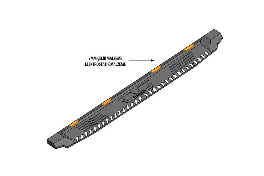 Volkswagen Amarok 2022- Side Steps Dakar V1 with LED (2 pcs, metal) Photo 3