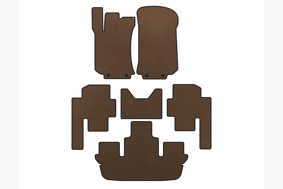 Mercedes R-class W251 2005-2017 EVA Floor Mats (3 Rows, Brown) Image