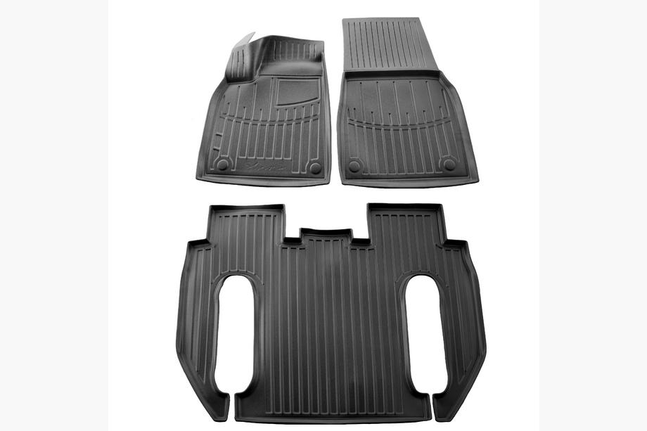 Tesla Model X 2015- Rubber Floor Mats Stingray 3D (For Plaid, 6-Seater, 3 pcs) Image