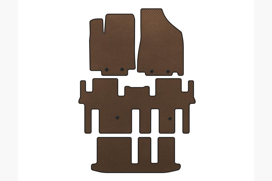 Nissan Pathfinder R52 2012-2021 EVA Floor Mats (3 Rows, Brown) Image