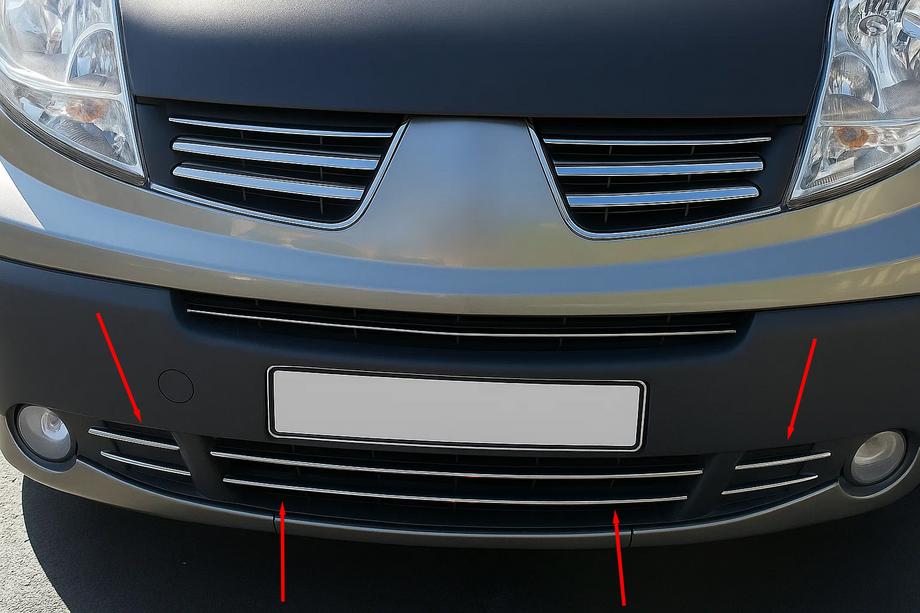 Nissan Primastar 2002-2014 Lower grille trim covers (6 pcs, stainless steel) Image