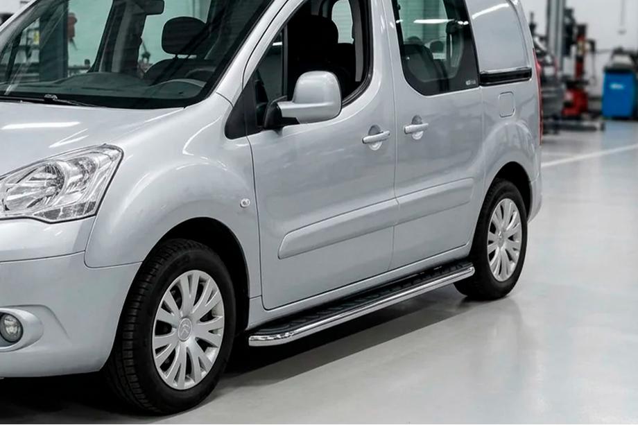 Peugeot Partner Tepee 2008-2018 Side Steps Maydos V1 (2 pcs, Aluminum & Stainless Steel) Image