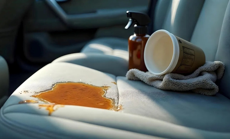 What to do if you spill coffee on the car seat?
