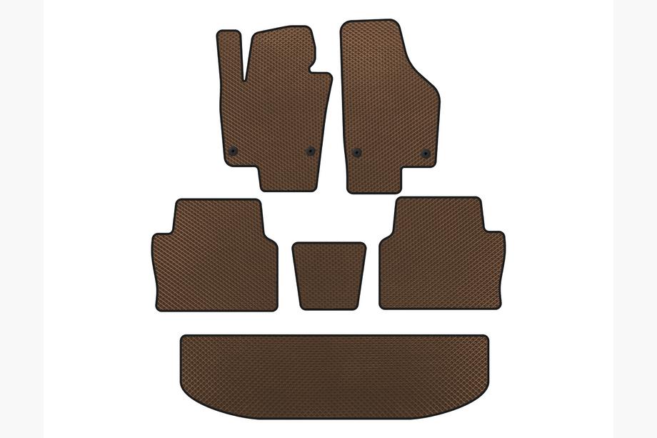 Seat Alhambra 2010- EVA Floor Mats (3 Rows, Brown) Image