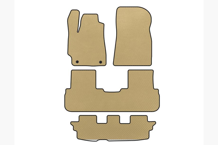 Toyota Highlander 2008-2013 EVA Floor Mats (3 Rows, Beige) Image