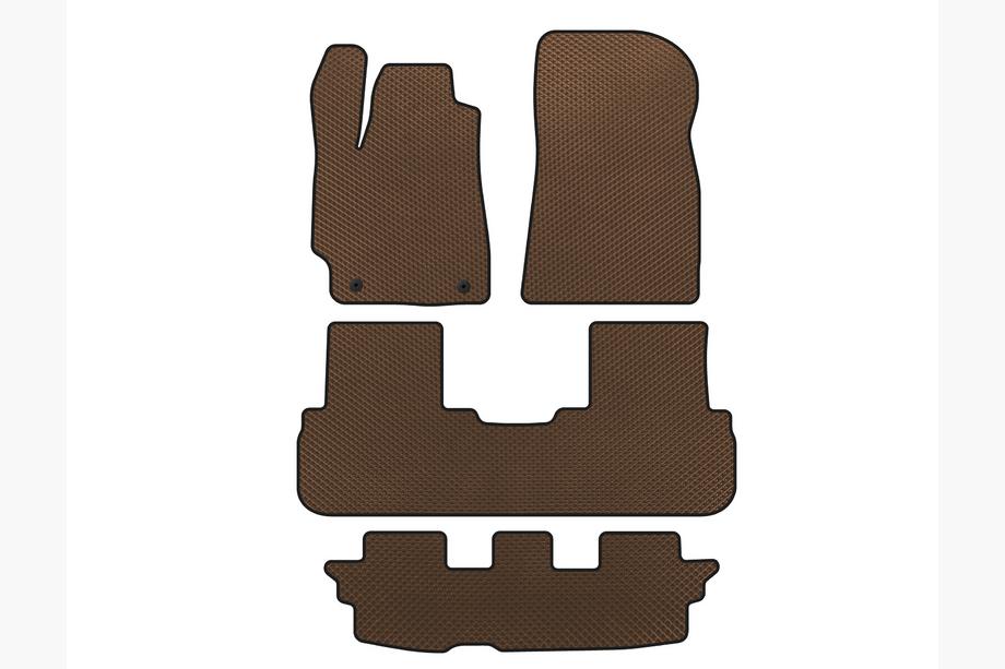 Toyota Highlander 2008-2013 EVA Floor Mats (3 Rows, Brown) Image