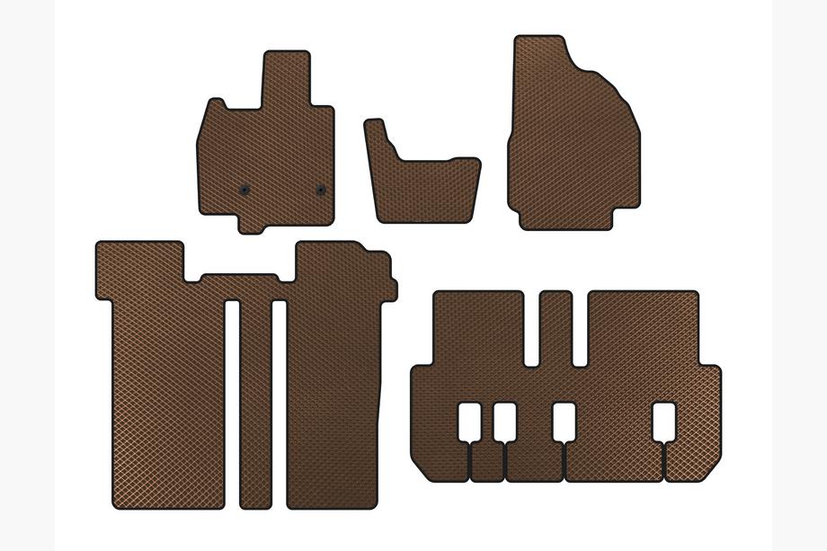 Toyota Previa 2006-2019 EVA Floor Mats (3 Rows, 6-Seater, Brown) Image