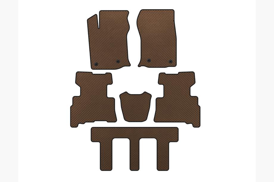 Toyota 4Runner 2009-2024 EVA Floor Mats (3 Rows, 2014-2024, 7-Seater, Brown) Image