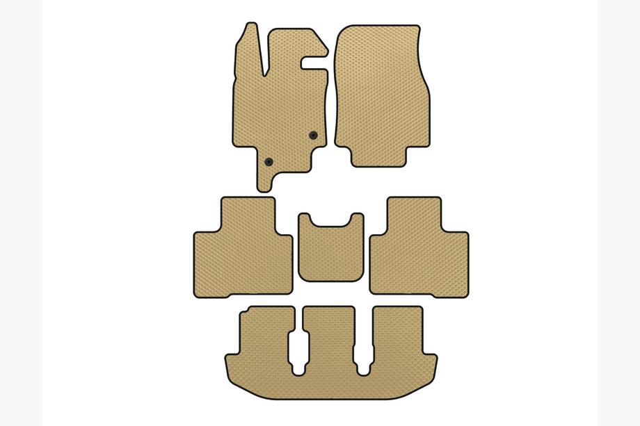 Toyota Highlander 2019- EVA Floor Mats (3 Rows, 7-Seater, Beige) Photo 1