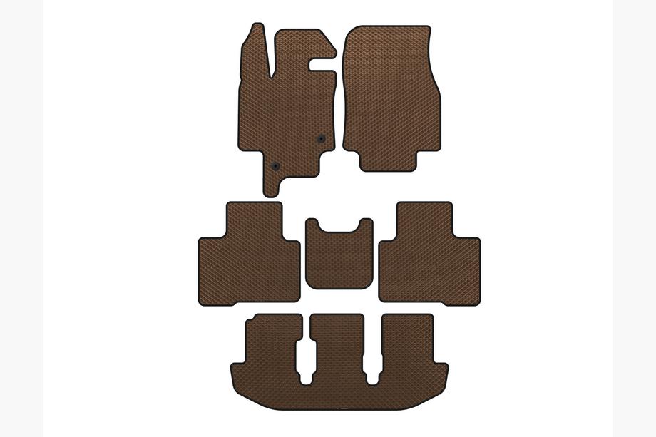 Toyota Highlander 2019- EVA Floor Mats (3 Rows, 7-Seater, Brown) Image