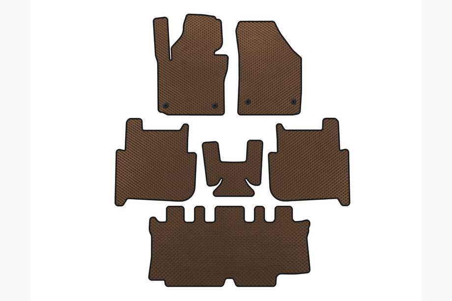 Volkswagen Touran 2003-2010 EVA Floor Mats (3 Rows, 2006-2010, 7-Seater, Brown) Image