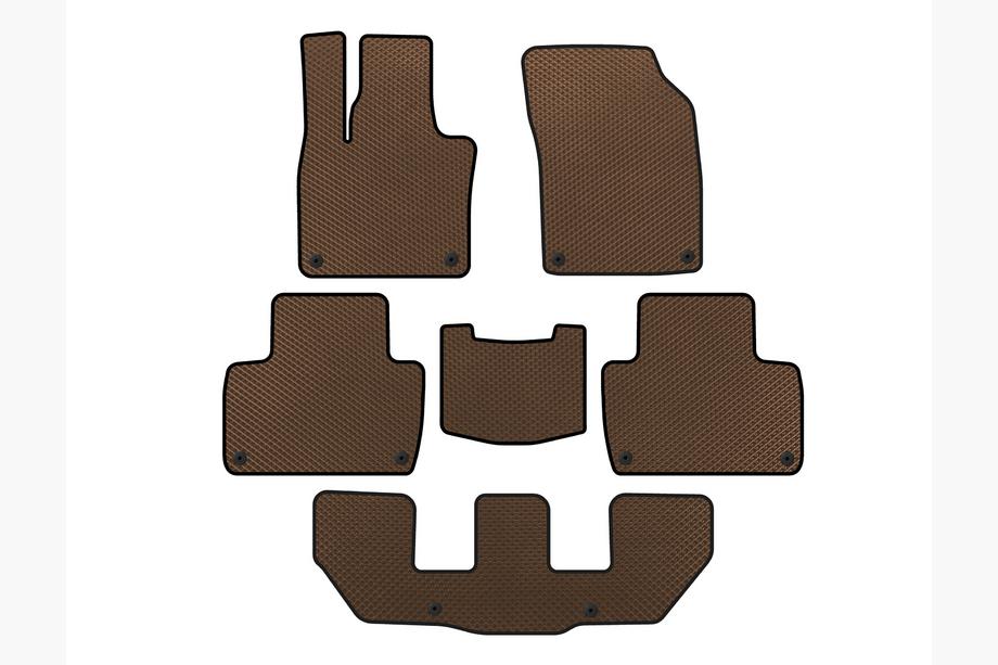 Volvo XC90 2015- EVA Floor Mats (3 Rows, Brown) Image
