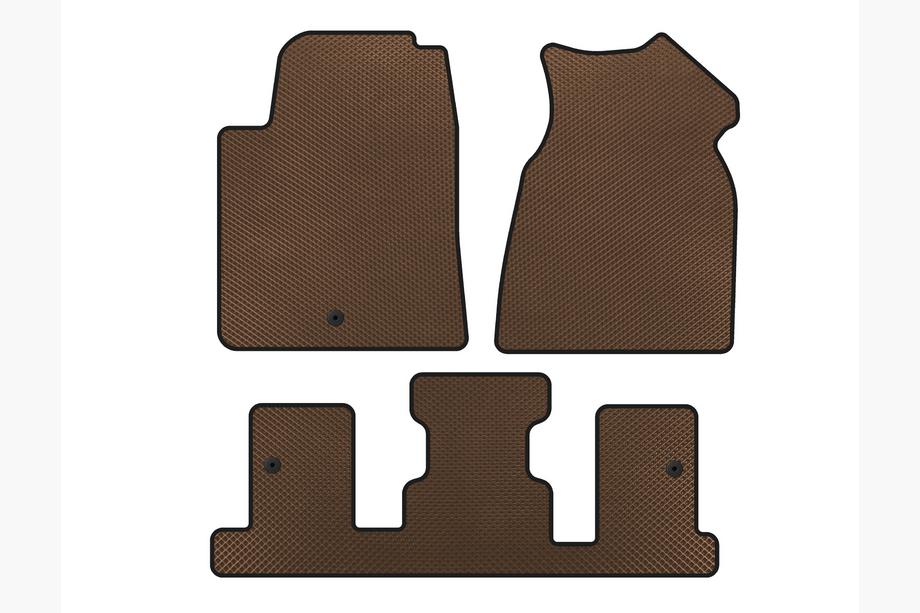 GMC Acadia 2006-2017 EVA Floor Mats (1+3 Row, 2013-2017, Brown) Image