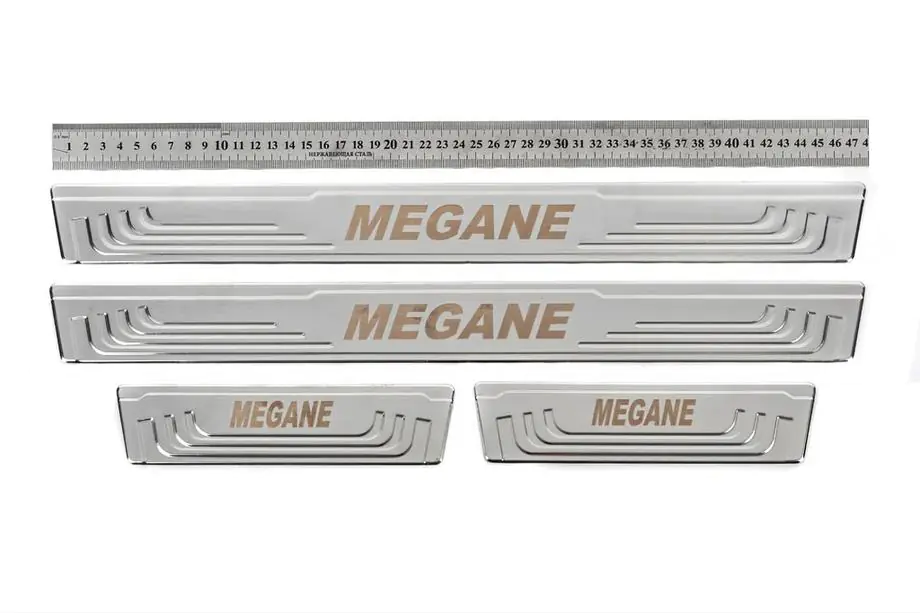 Renault Megane III 2009-2016 Door Sill Protectors V-2 (4 pcs, Stainless Steel) Image