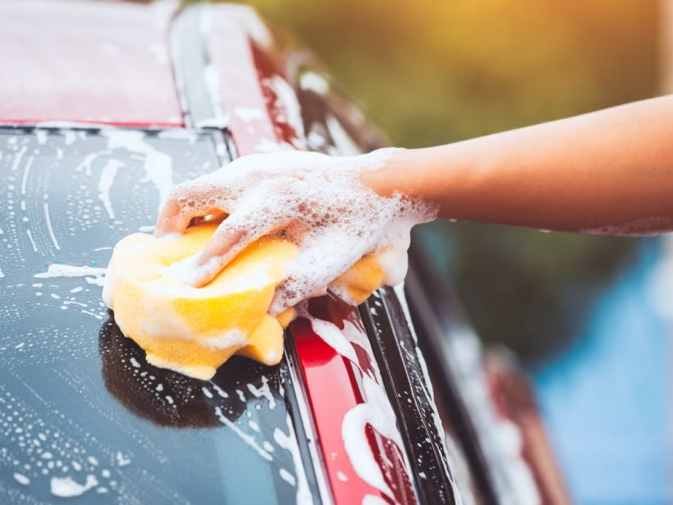 Can I wash my car with household products?