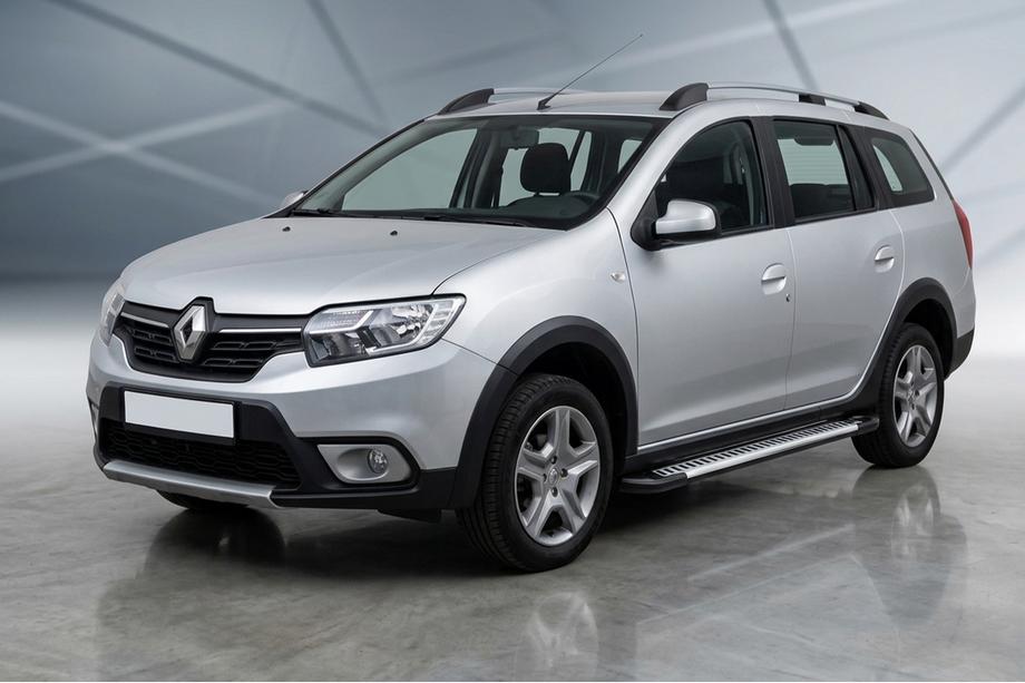 Renault Logan MCV 2013-2022 Side Steps Line (2 pcs, Aluminum) Image