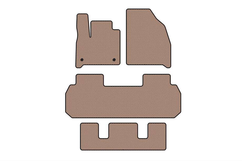 Chevrolet Traverse 2017- Rubber floor mats Carsuit (3 rows, beige) Photo 1