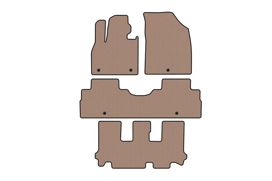 Hyundai Palisade 2018-2025 Rubber floor mats Carsuit (3 rows, 8-seater, beige) Photo 1