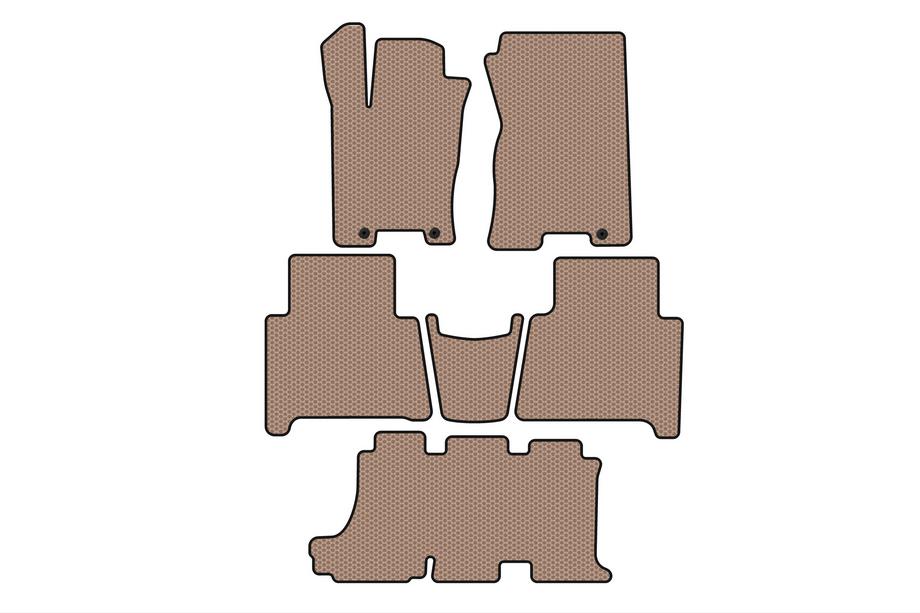 Kia Mohave 2008-2016 Rubber floor mats Carsuit (3 rows, beige) Photo 1