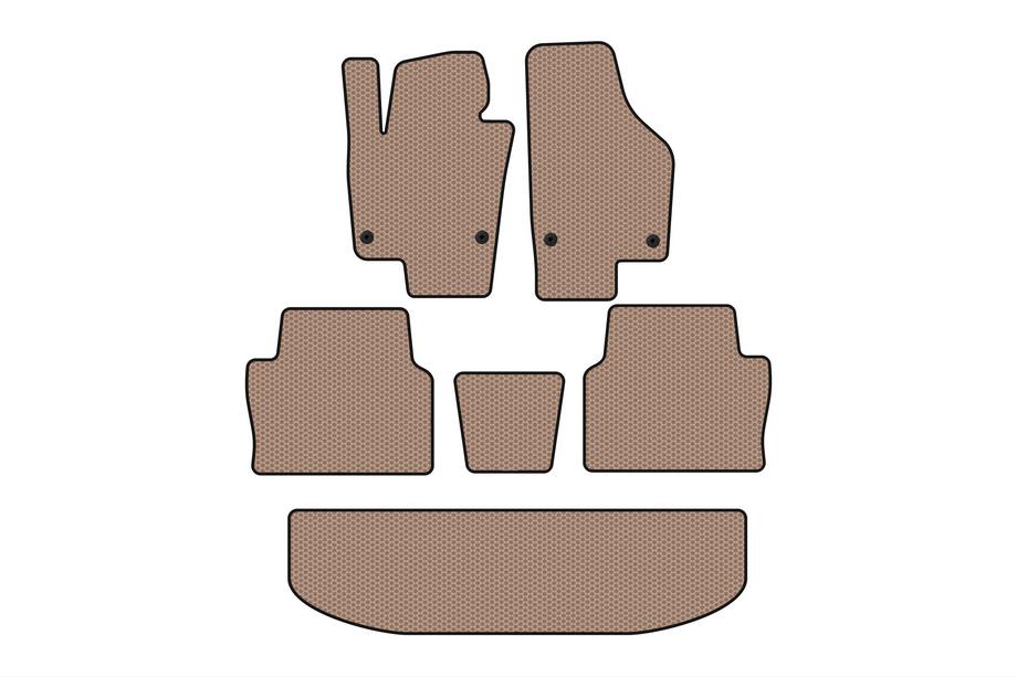 Seat Alhambra 2010- Rubber floor mats Carsuit (3 rows, beige) Image