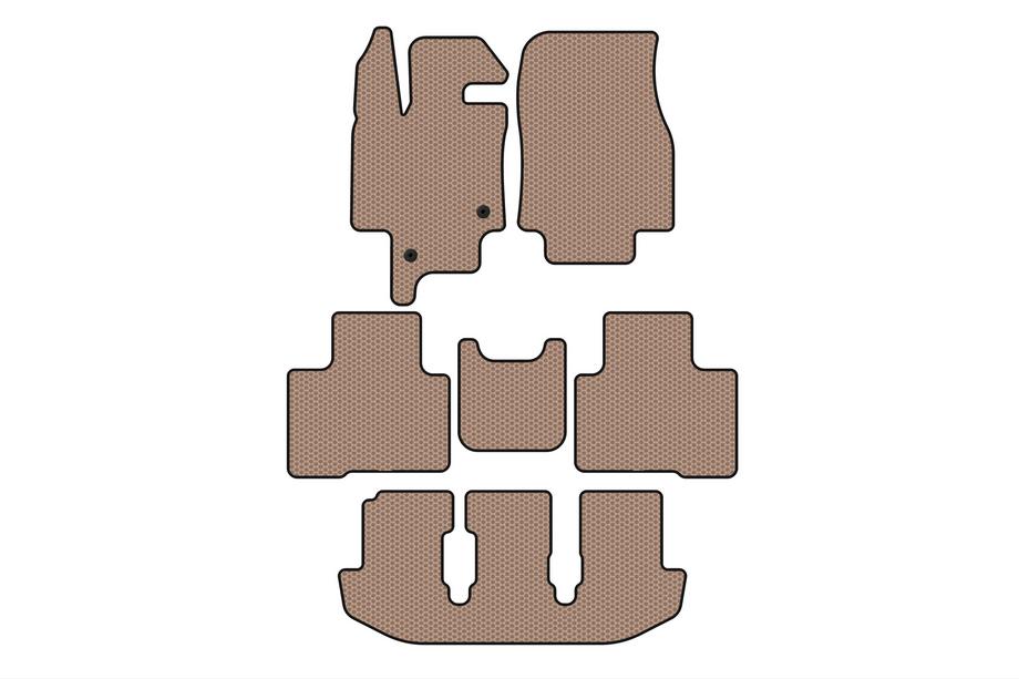 Toyota Highlander 2019- Rubber floor mats Carsuit (3 rows, 7-seater, beige) Photo 1
