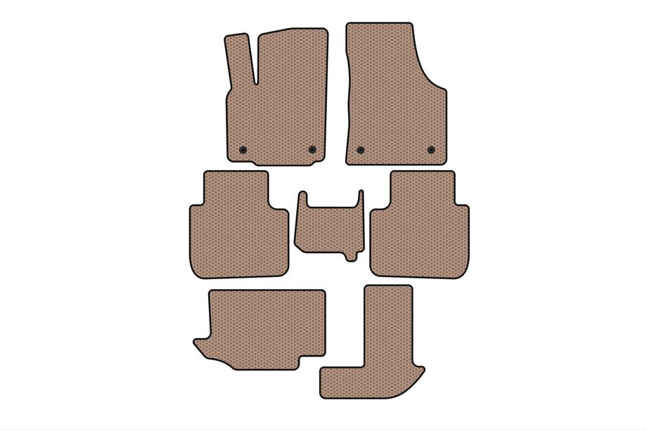 Volkswagen Atlas (Terramont) 2016- Rubber floor mats Carsuit (3 rows, 7-seater, beige) Image