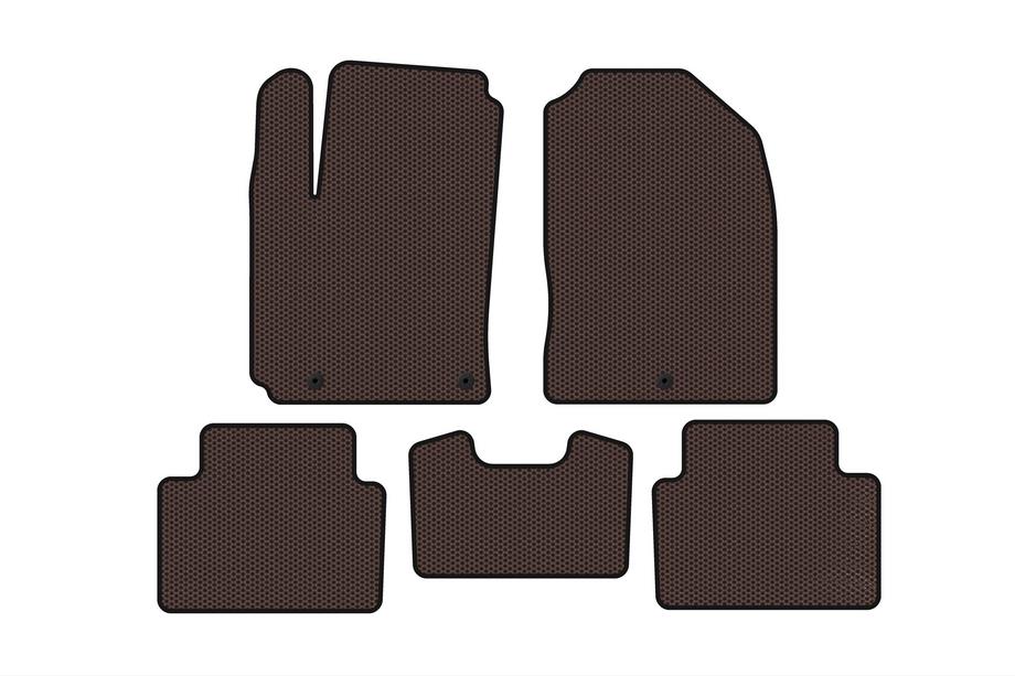 Hyundai Kona 2017-2023 Rubber Floor Mats Carsuit (2017-2020, Petrol, Brown) Image