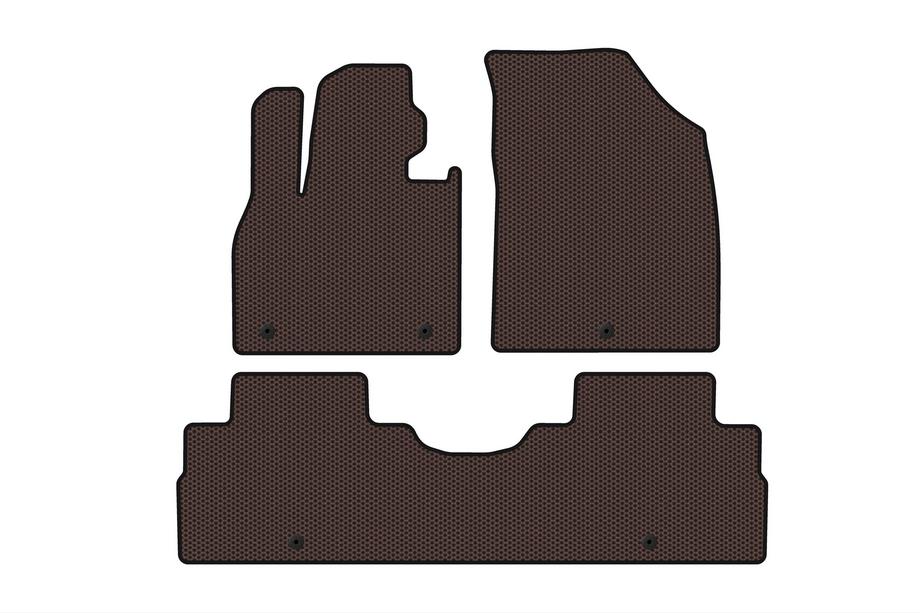 Hyundai Palisade 2018-2025 Rubber floor mats Carsuit (2 rows, 8-seater, brown) Photo 1