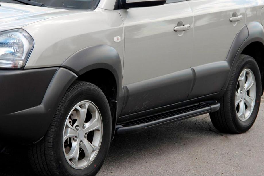 Hyundai Tucson JM 2004- Side Steps Allmond Black (2 pcs, Aluminum) Photo 1