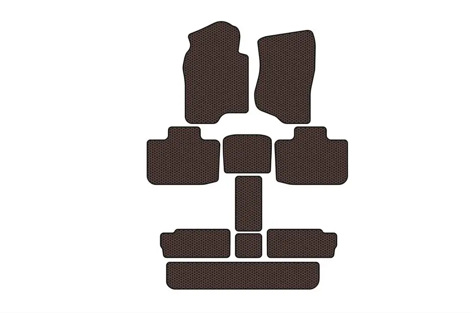 Cadillac Escalade 2007-2014 Rubber floor mats Carsuit (3 rows, brown) Photo 1